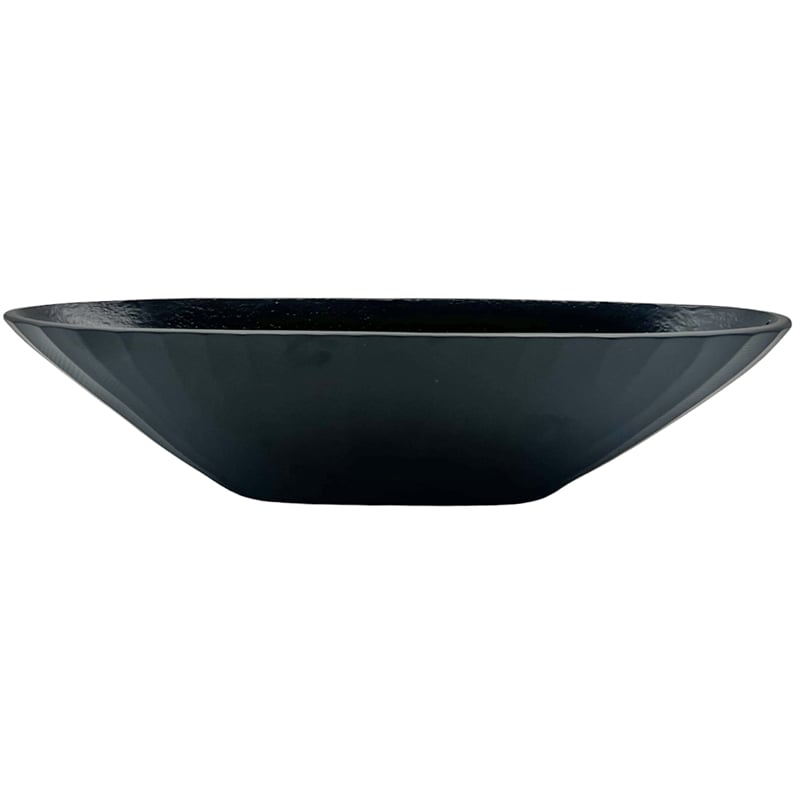 Bergamo Art 16 Inch Wide Decorative Handmade Aluminum Modern Oval Bowl in Black