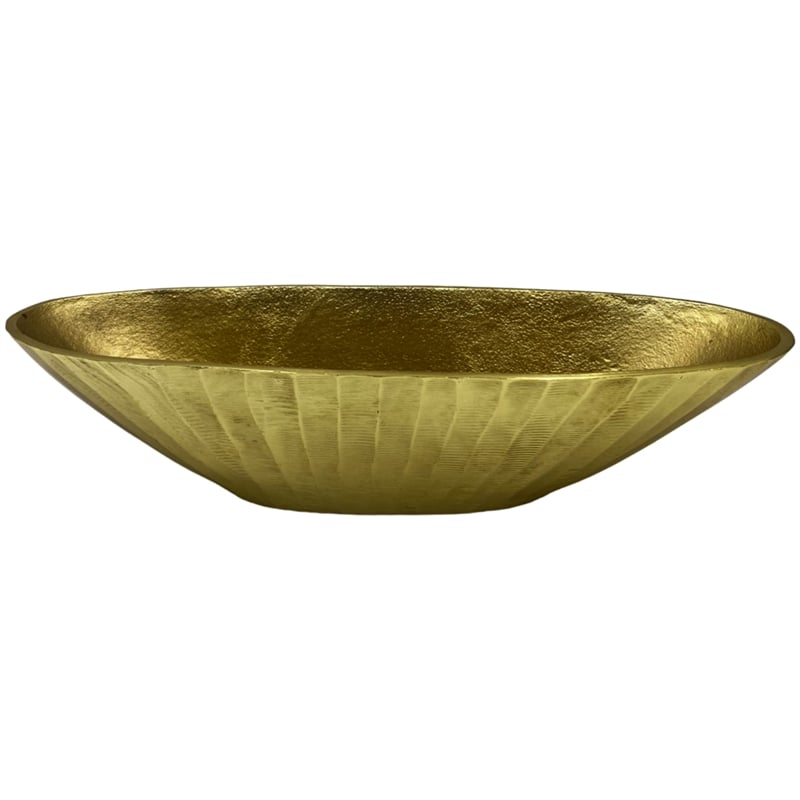Bergamo Art 16 Inch Wide Decorative Handmade Aluminum Modern Oval Bowl in Gold