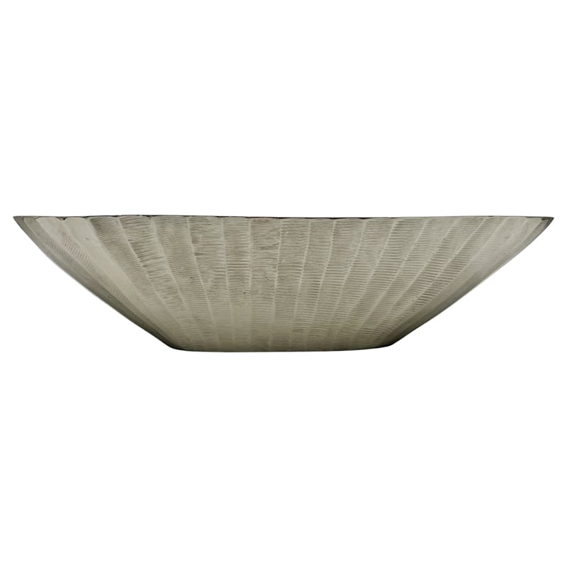 Bergamo Art 16 Inch Wide Decorative Handmade Aluminum Modern Oval Bowl in Nickel