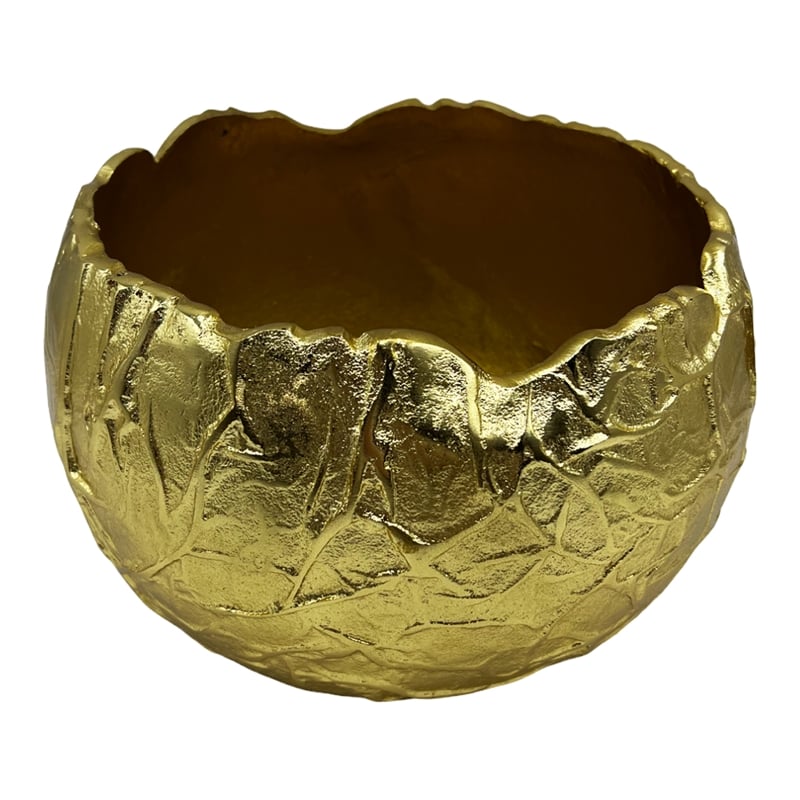 Bergamo Art 9 Inch Wide Decorative Handmade Aluminum Round Bowl in Gold