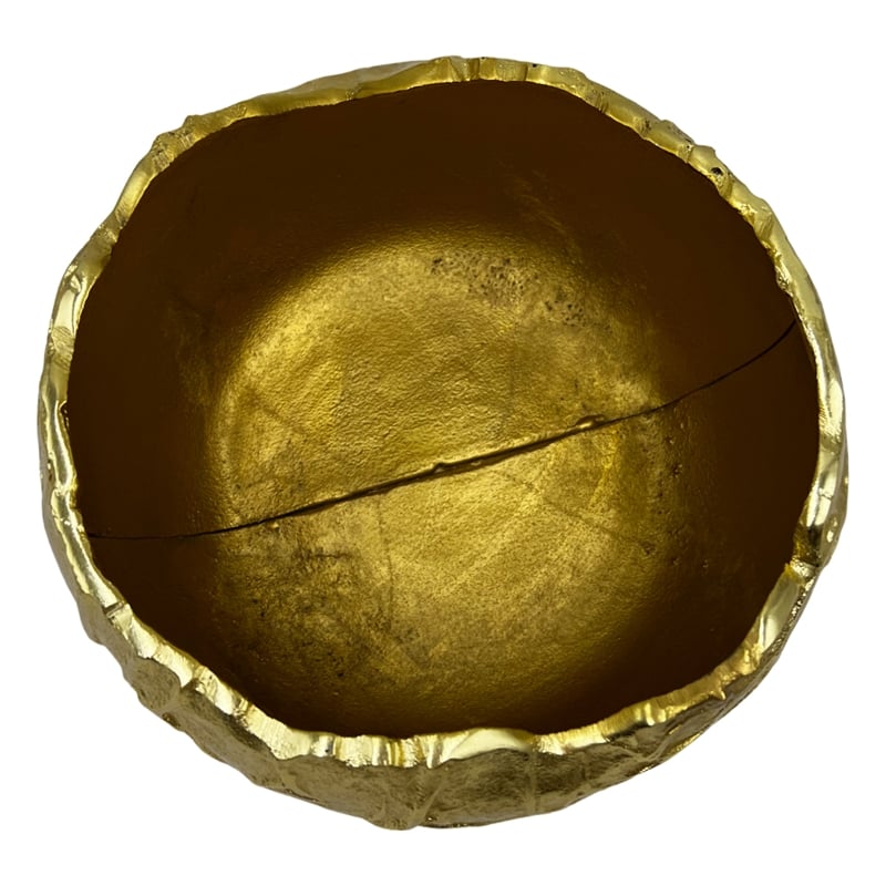 Bergamo Art 9 Inch Wide Decorative Handmade Aluminum Round Bowl in Gold