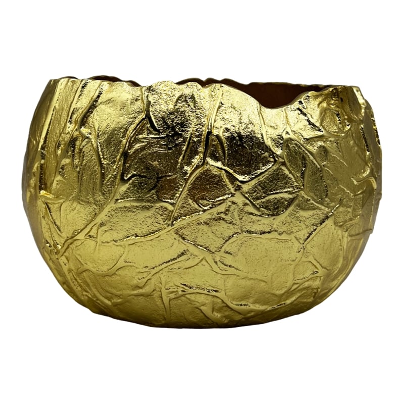Bergamo Art 9 Inch Wide Decorative Handmade Aluminum Round Bowl in Gold
