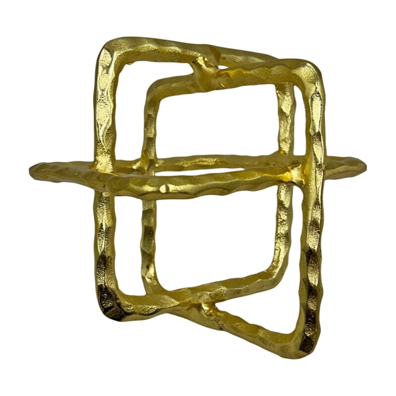 Bergamo Art 9 inch Decorative Handmade Aluminum Square Sculpture in Gold