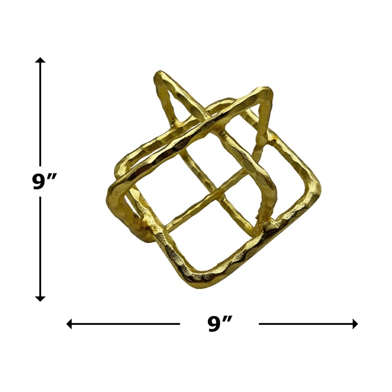 Bergamo Art 9 inch Decorative Handmade Aluminum Square Sculpture in Gold