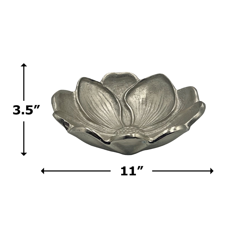 Bergamo Art 11 Inch Wide Decorative Handmade Aluminum Modern Lotus Flower Bowl