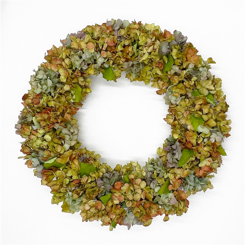 Bergamo Art Real Preserved Dried Decorative Pastel Hydrangea Wreath 20 Inch