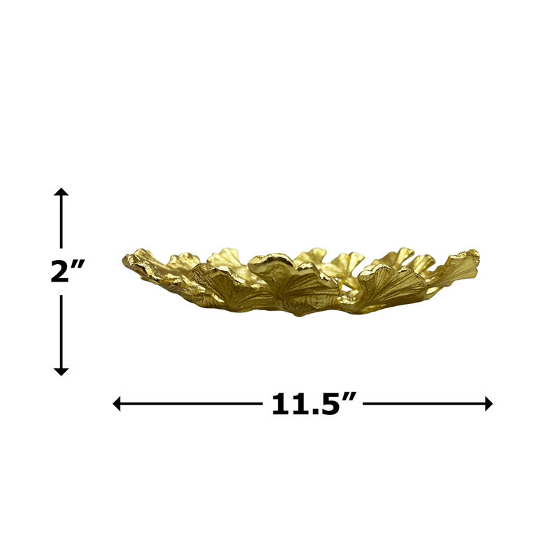 Bergamo Art 11.5 Inch Wide Decorative Handmade Aluminum Leaf Platter