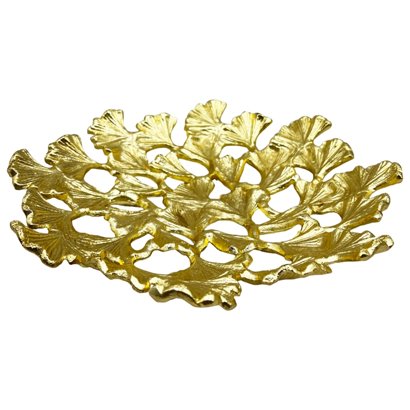 Bergamo Art 11.5 Inch Wide Decorative Handmade Aluminum Leaf Platter