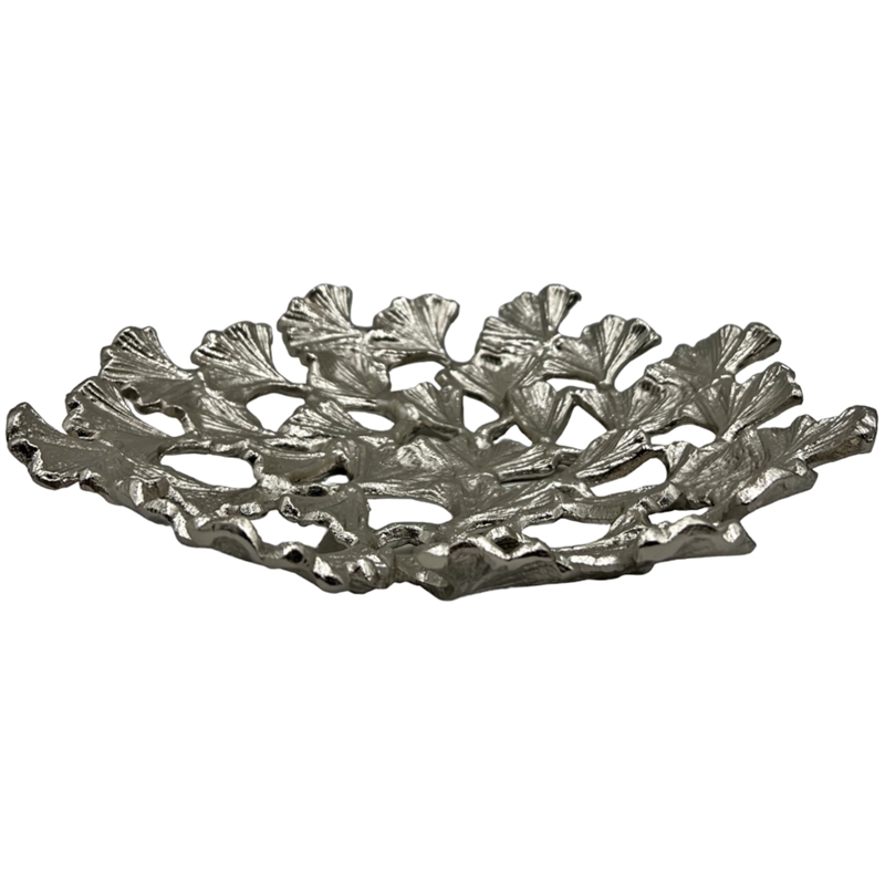 Bergamo Art 11.5 Inch Wide Decorative Handmade Aluminum Leaf Platter