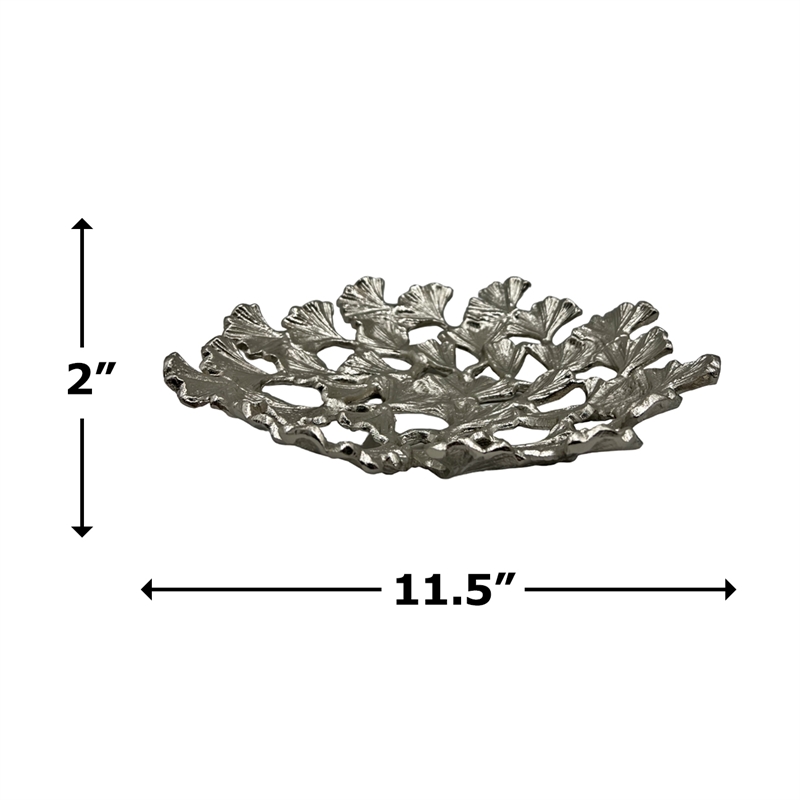 Bergamo Art 11.5 Inch Wide Decorative Handmade Aluminum Leaf Platter