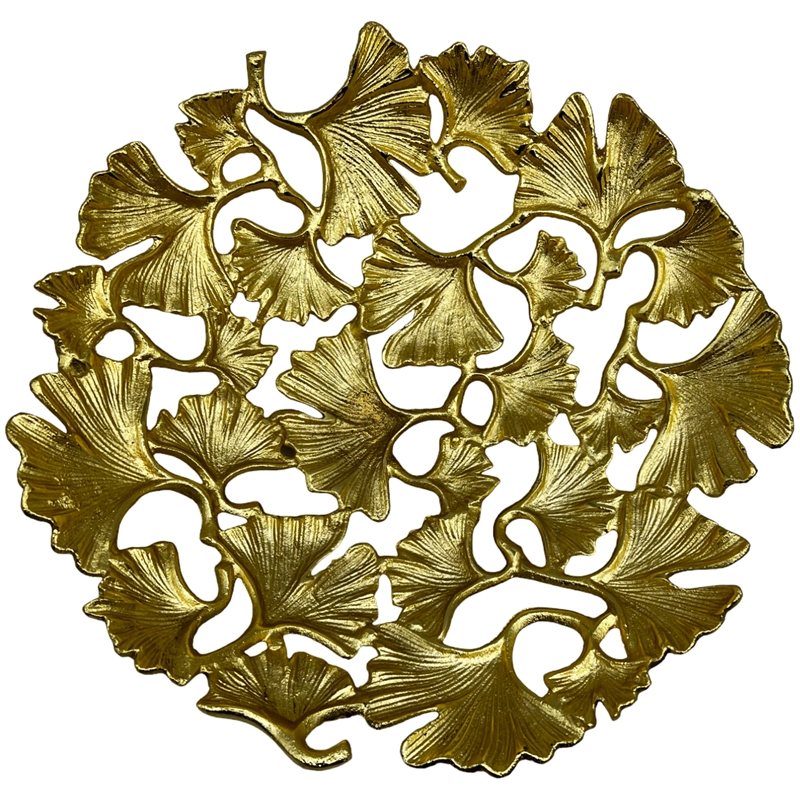 Bergamo Art 15 Inch Wide Decorative Handmade Aluminum Ginkgo Leaf Bowl