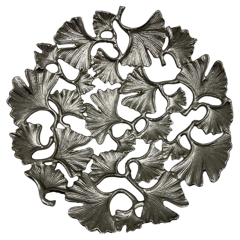 Bergamo Art 15 Inch Wide Decorative Handmade Aluminum Ginkgo Leaf Bowl