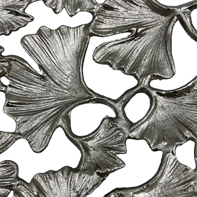Bergamo Art 15 Inch Wide Decorative Handmade Aluminum Ginkgo Leaf Bowl