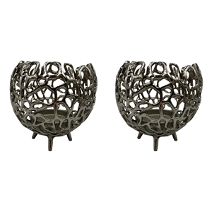 Bergamo Art Decorative Handmade Aluminum Round Votive Candle holder Set of 2
