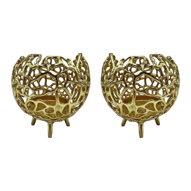 Bergamo Art Decorative Handmade Aluminum Round Votive Candle holder Set of 2