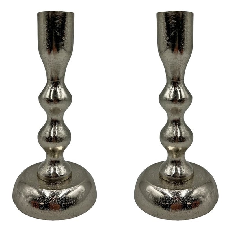 Bergamo Art 7 Inch Decorative Handmade Aluminum Modern Candle holder Set of 2