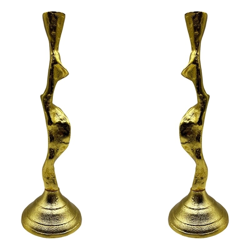 Bergamo Art 14 Inch Decorative Handmade Aluminum Artistic Candle holder Set of 2