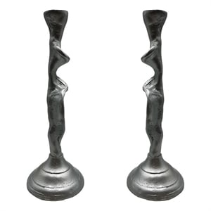 Bergamo Art 14 Inch Decorative Handmade Aluminum Artistic Candle holder Set of 2