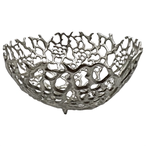 Bergamo Art 17&quot Decorative Handmade Aluminum Modern Bird Nest Bowl in Nickel