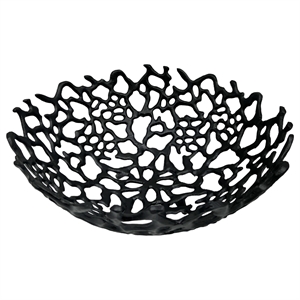 Bergamo Art 16&quot Decorative Handmade Aluminum Modern Bird Nest Bowl in Black