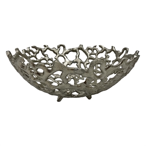 Bergamo Art 12&quot Decorative Handmade Aluminum Modern Bird Nest Bowl in Nickel