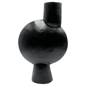 Bergamo Art 16&quot Decorative Handmade Aluminum Abstract Round Flower Vase in Black