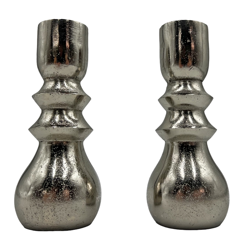 Bergamo Art 7 Inch Decorative Handmade Aluminum Modern Candle holder Set of 2