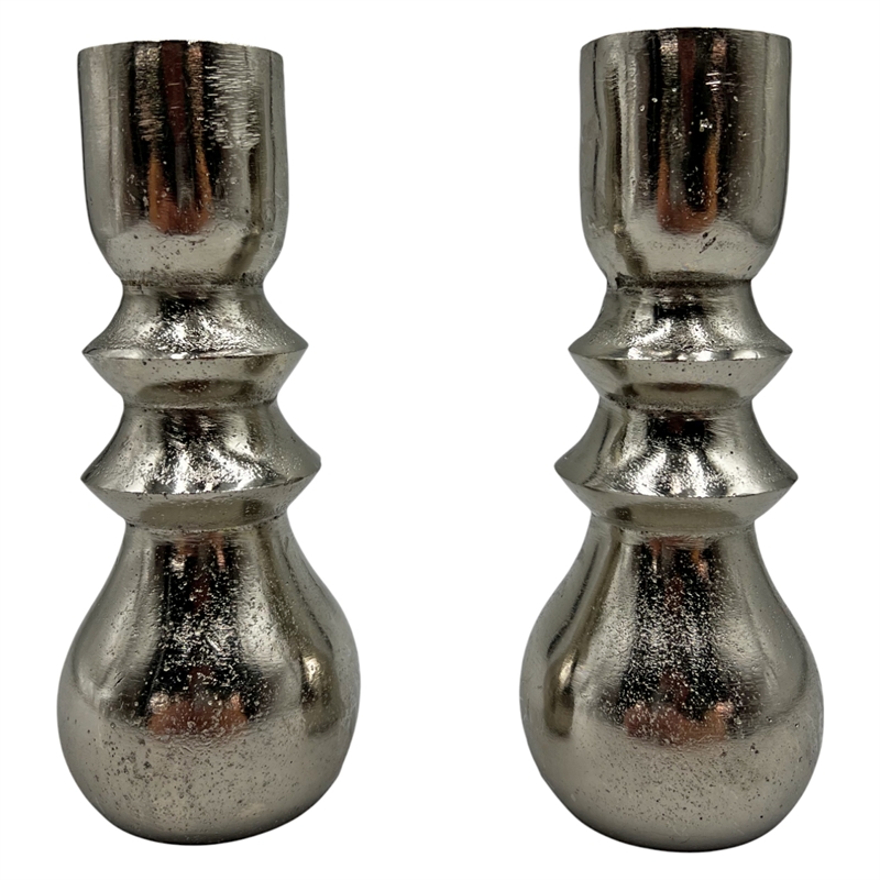 Bergamo Art 7 Inch Decorative Handmade Aluminum Modern Candle holder Set of 2