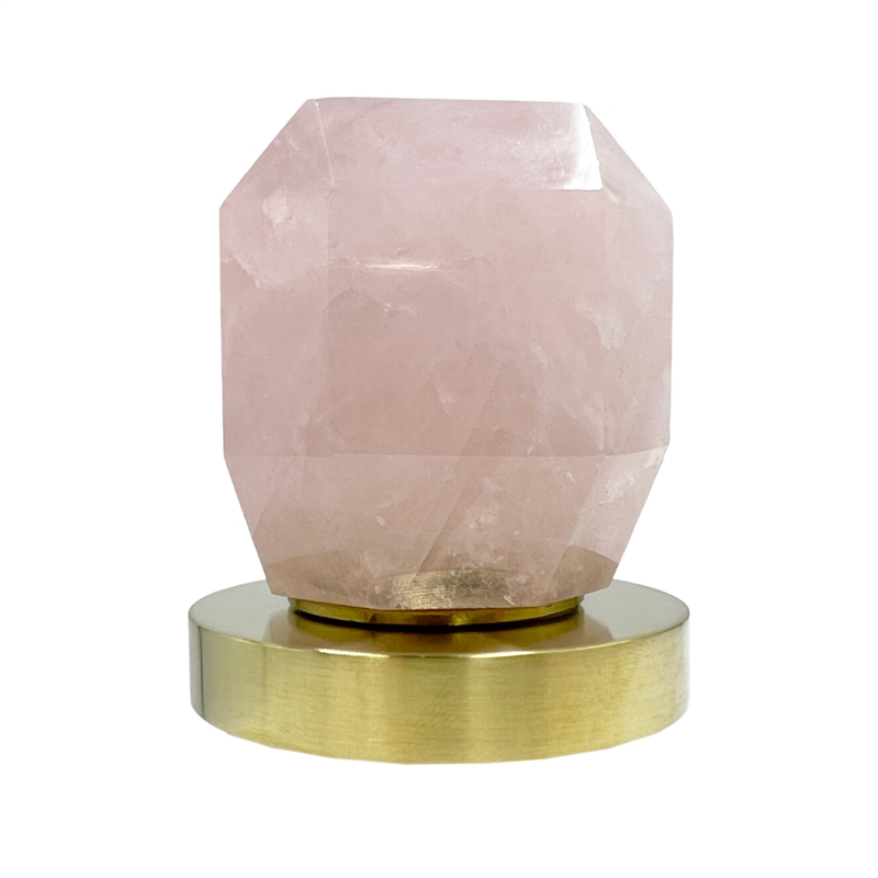 Bergamo Art Gold Brass Bathroom Faucet with Pink Rose Quartz Handles