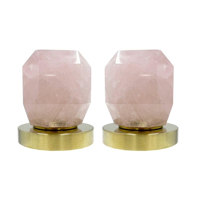 Bergamo Art Gold Brass Bathroom Faucet with Pink Rose Quartz Handles