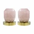 Bergamo Art Gold Brass Bathroom Faucet with Pink Rose Quartz Handles