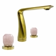 Bergamo Art Gold Brass Bathroom Faucet with Pink Rose Quartz Handles