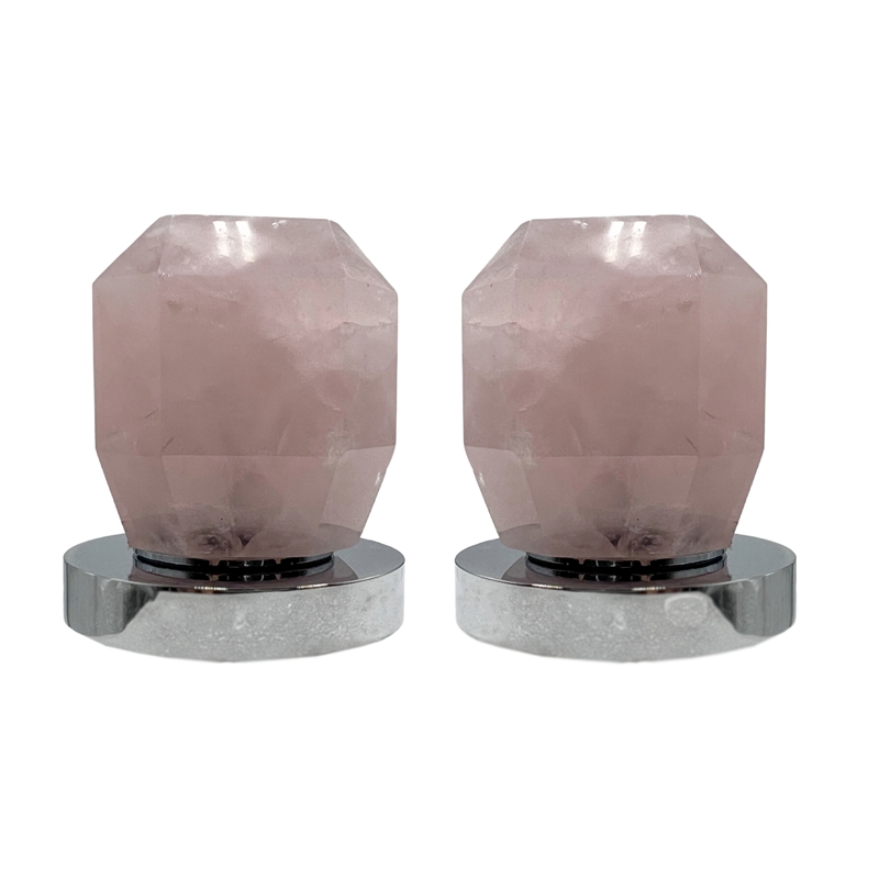 Bergamo Art Chrome Brass Bathroom Faucet with Pink Rose Quartz Handles