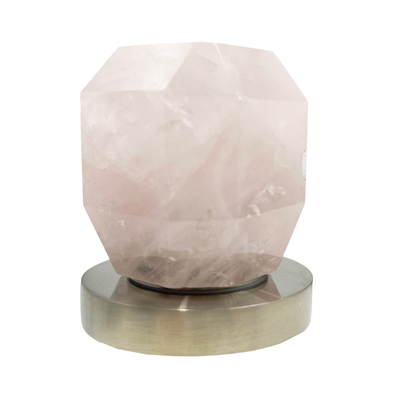 Bergamo Art Brushed Nickel Brass Bathroom Faucet with Pink Rose Quartz Handles