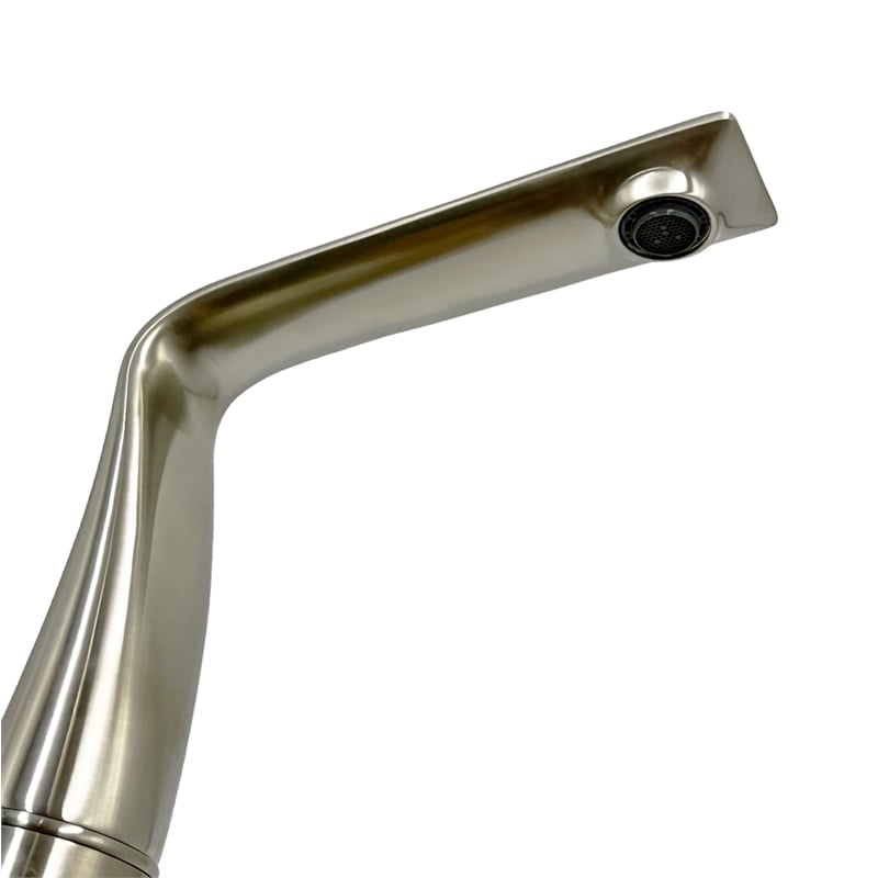 Bergamo Art Brushed Nickel Brass Bathroom Faucet with Pink Rose Quartz Handles