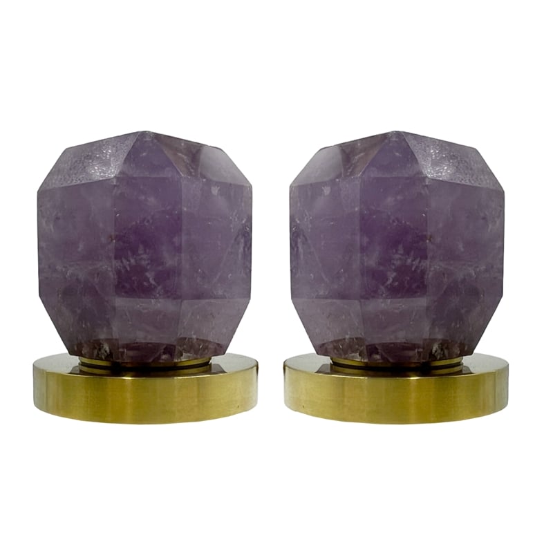 Bergamo Art Gold Brass Bathroom Faucet with Purple Amethyst Handles