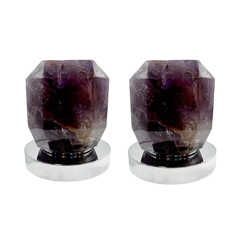 Bergamo Art Chrome Brass Bathroom Faucet with Purple Amethyst Handles
