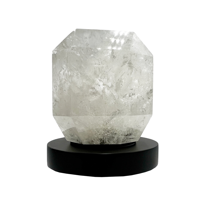 Bergamo Art Matte Black Brass Bathroom Faucet with White Rock Crystal Handles