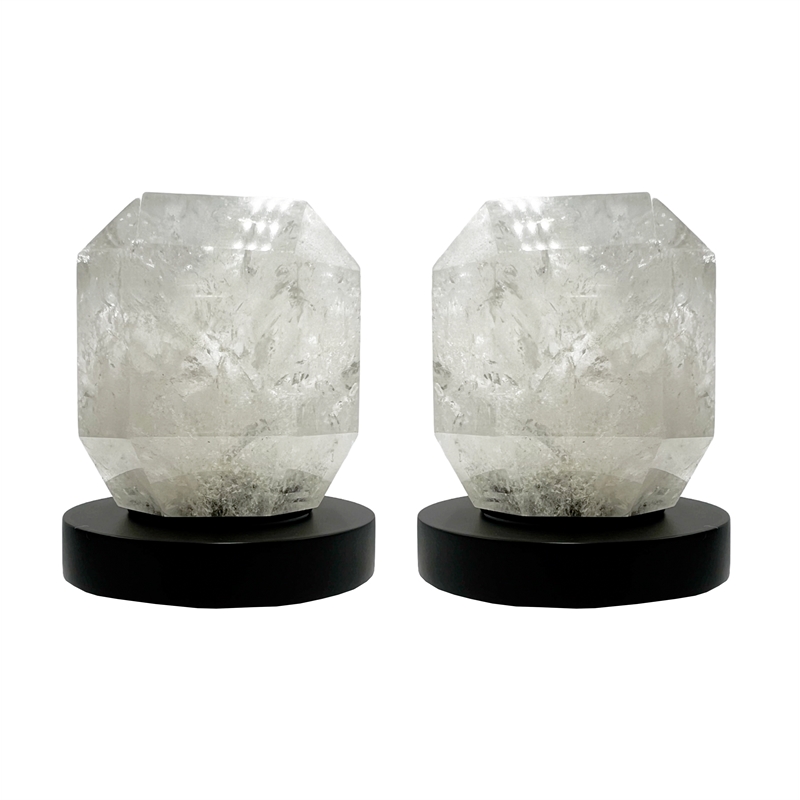 Bergamo Art Matte Black Brass Bathroom Faucet with White Rock Crystal Handles