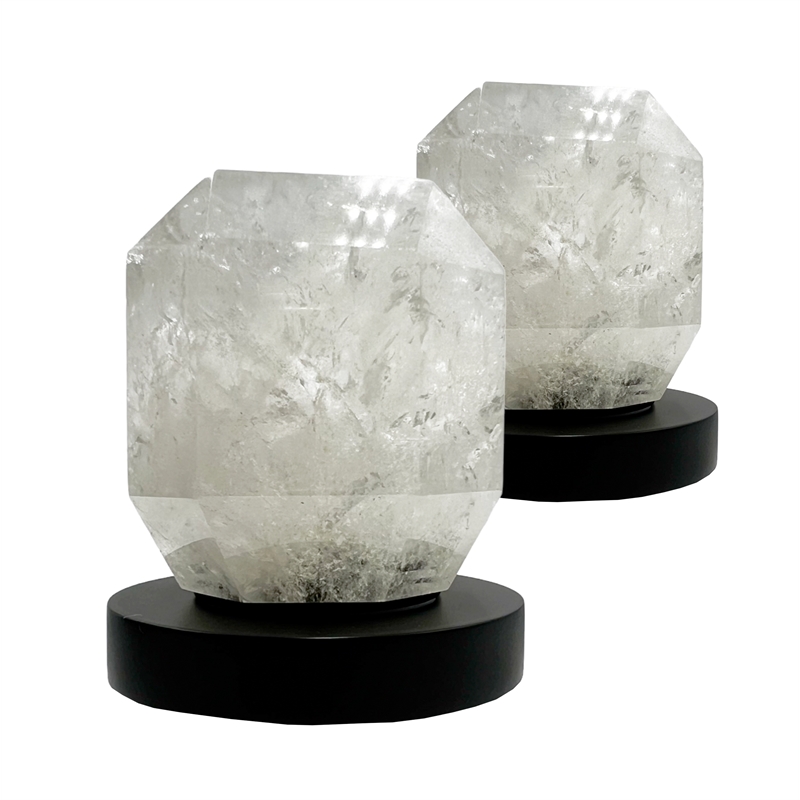 Bergamo Art Matte Black Brass Bathroom Faucet with White Rock Crystal Handles