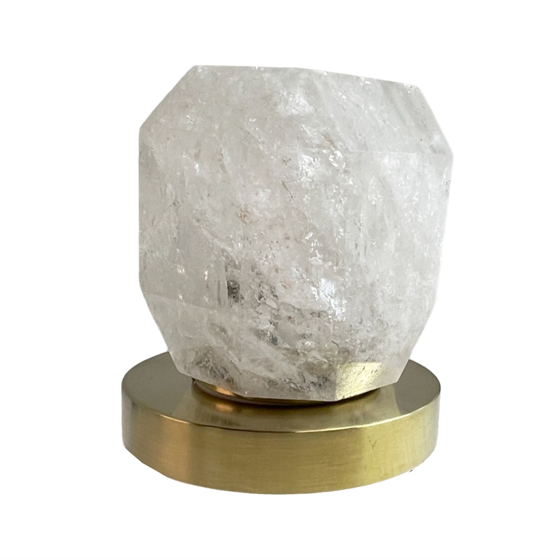 Bergamo Art Gold Brass Bathroom Faucet with White Rock Crystal Handles