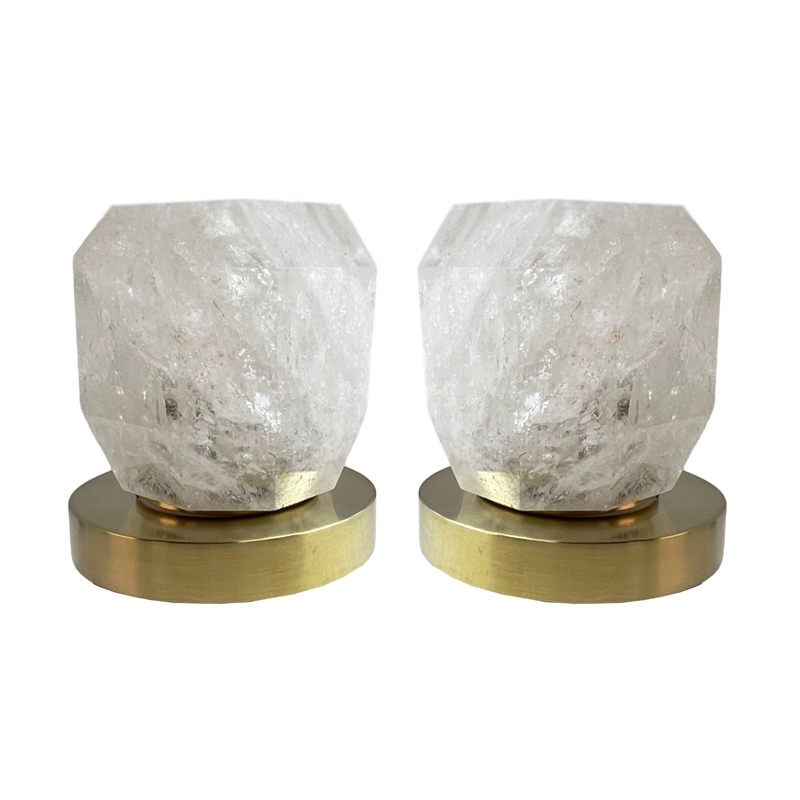 Bergamo Art Gold Brass Bathroom Faucet with White Rock Crystal Handles