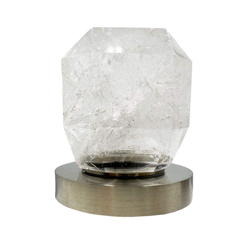 Bergamo Art Brushed Nickel Brass Bathroom Faucet with White Rock Crystal Handles