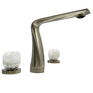 Bergamo Art Brushed Nickel Brass Bathroom Faucet with White Rock Crystal Handles