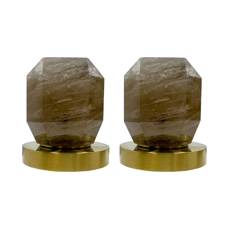 Bergamo Art Gold Brass Bathroom Faucet with Dark Rock Crystal Handles