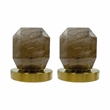 Bergamo Art Gold Brass Bathroom Faucet with Dark Rock Crystal Handles