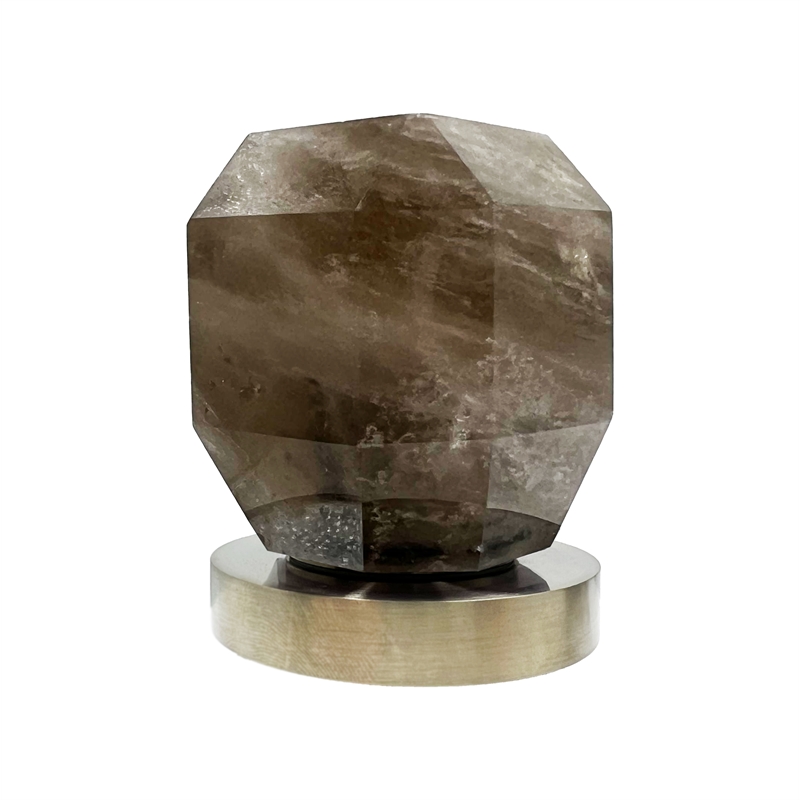 Bergamo Art Brushed Nickel Brass Bathroom Faucet with Dark Rock Crystal Handles