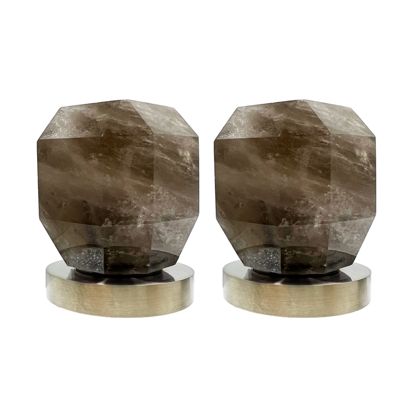 Bergamo Art Brushed Nickel Brass Bathroom Faucet with Dark Rock Crystal Handles