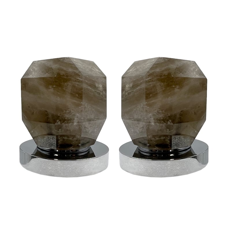 Bergamo Art Chrome Brass Bathroom Faucet with Dark Rock Crystal Handles