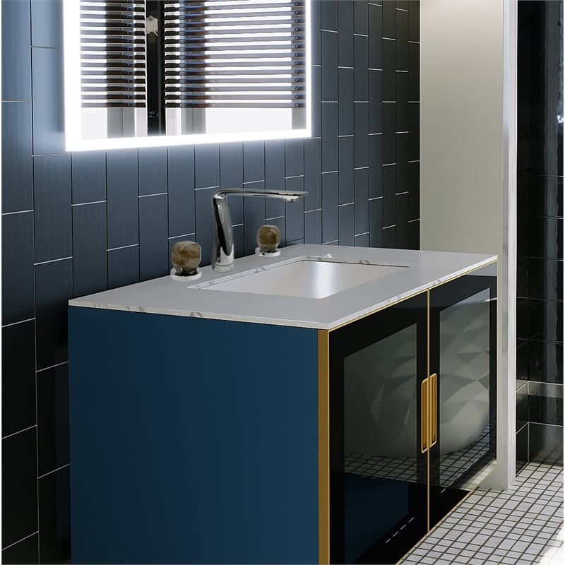 Bergamo Art Chrome Brass Bathroom Faucet with Dark Rock Crystal Handles